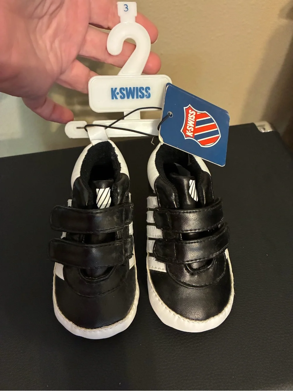 K-Swiss Kids Black and White Double Velcro Sneakers